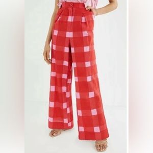 Anthropologie Porridge wide-leg pink & red pants